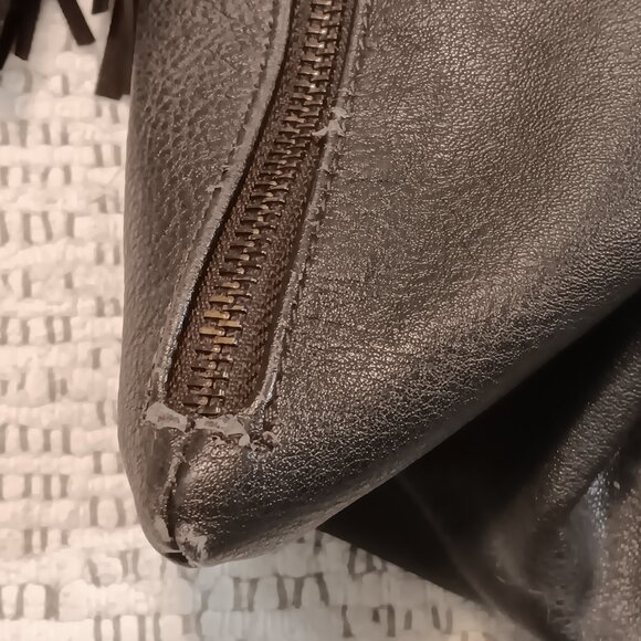 Moda Luxe black faux leather studded with tassel shoulder sling hobo bag purse - Picture 10 of 13